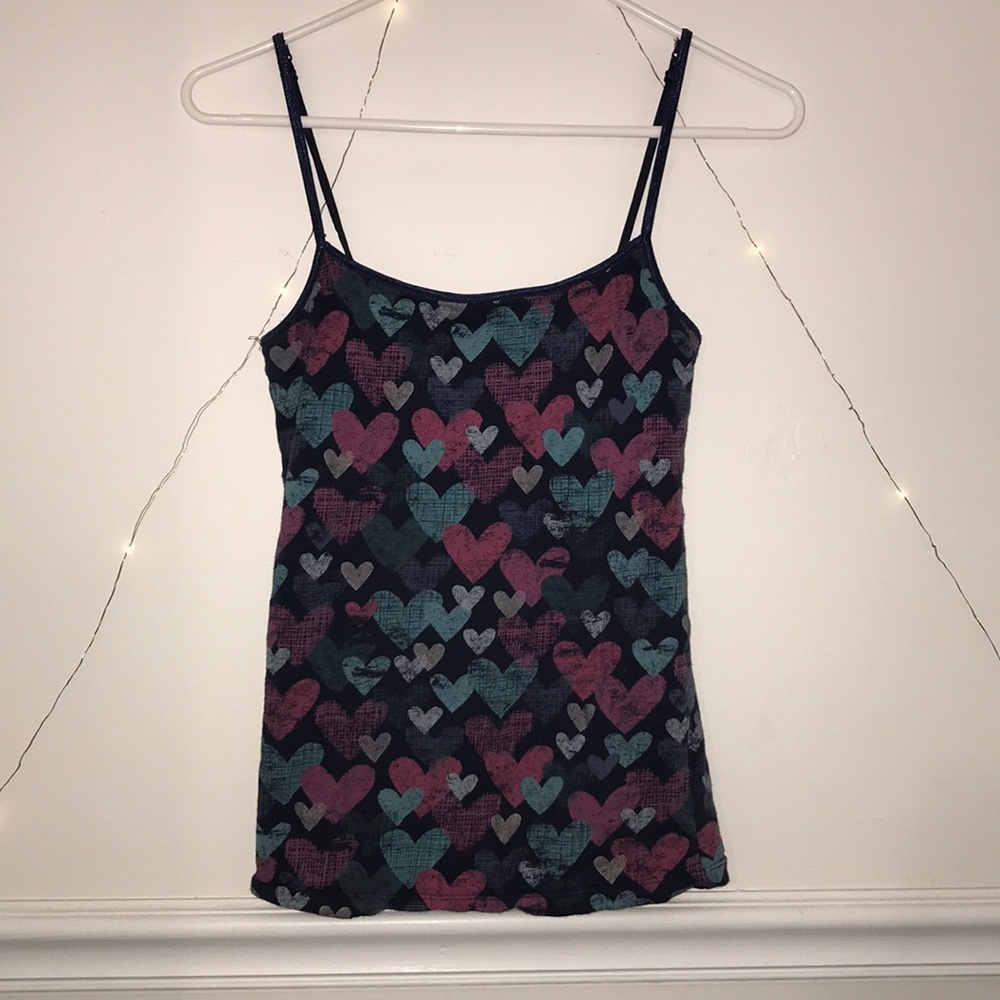 multi colored heart stretch camisole